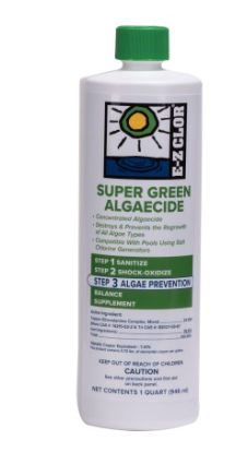 [EZC-50-2007] EZ Clor 1 qt Super Green Algaecide Bottle | Control Efectivo de Algas Verdes / Compatible con piscinas de Salt